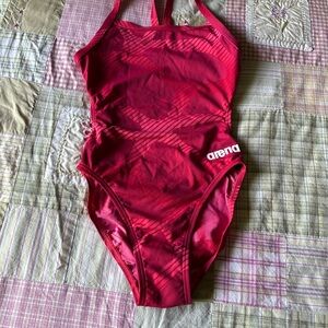 Arena Girls 18” waist Red‎ One Piece Swimsuit Sporty Design NEW